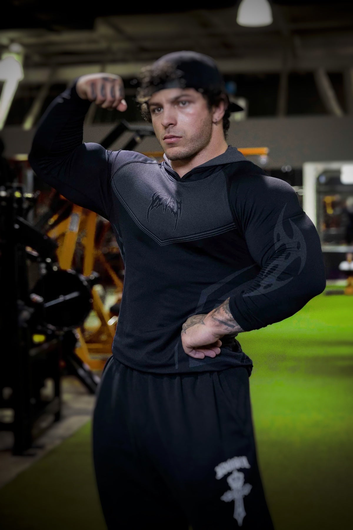 8062-Warrior Compression Hoodies- Black