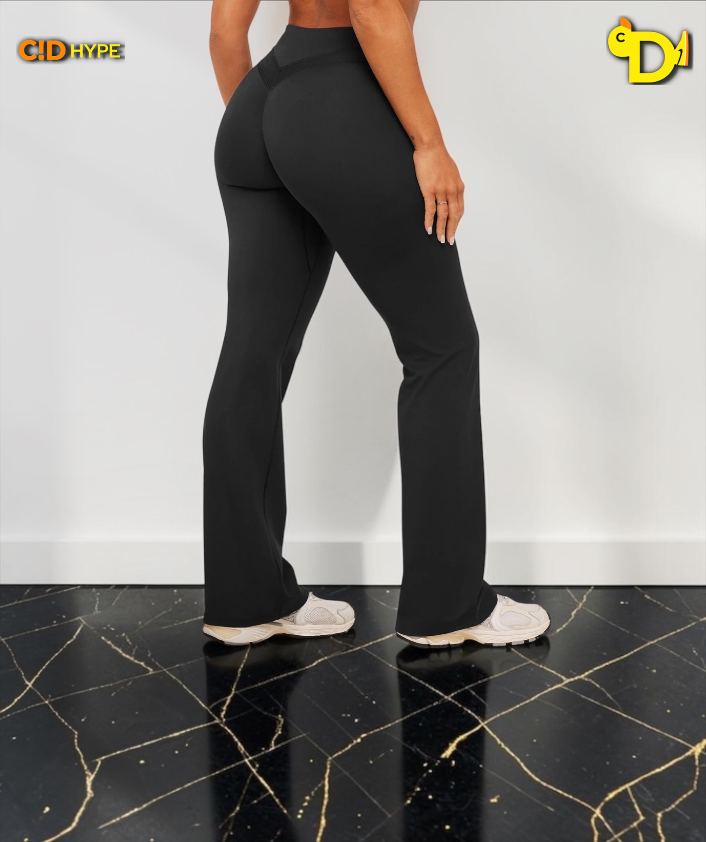 Whitney Mid-High Rise Flared Leggings "Black"