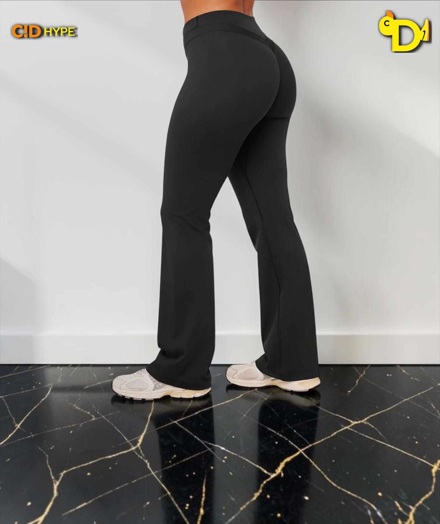 Whitney Mid-High Rise Flared Leggings "Black"