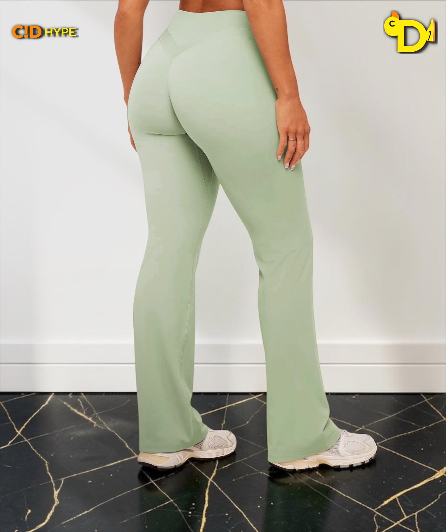 Whitney Mid-High Rise Flared Leggings "Haze Green"