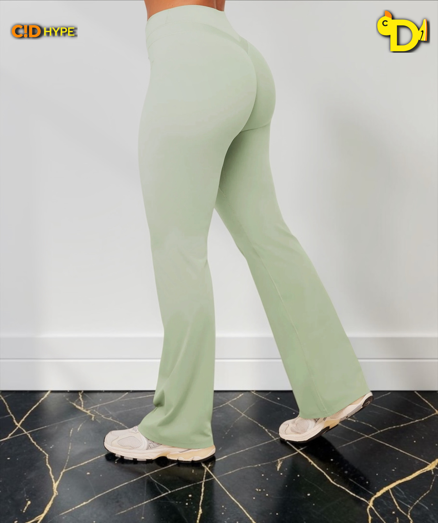 Whitney Mid-High Rise Flared Leggings "Haze Green"