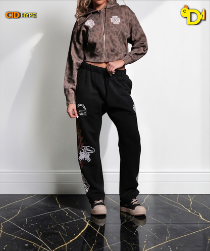 Wolf Iron Cross "Sage" Cropped Zip Hoodie in Celeritas Morte