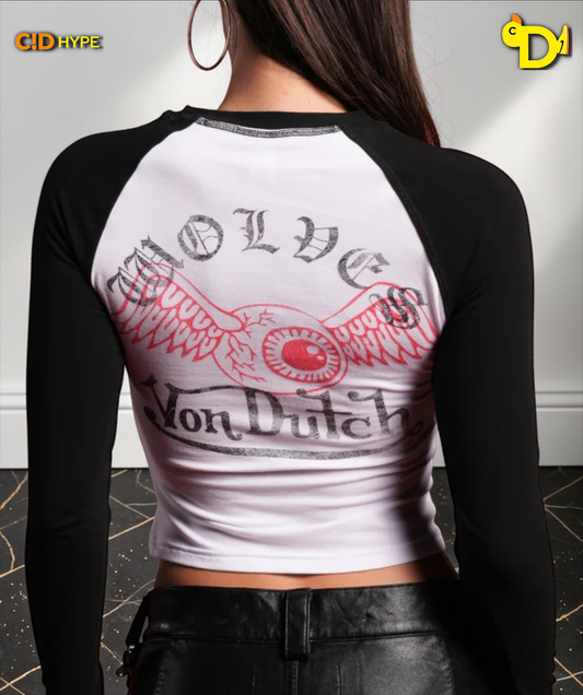 Wolves Kulture Raglan Ringer LS Tee in Black/White