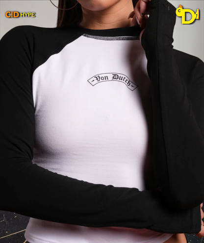 Wolves Kulture Raglan Ringer LS Tee in Black/White