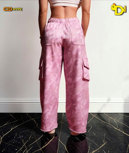 Y2Kulture Durst Cargo Sweats in DSVD Bubblegum Camo