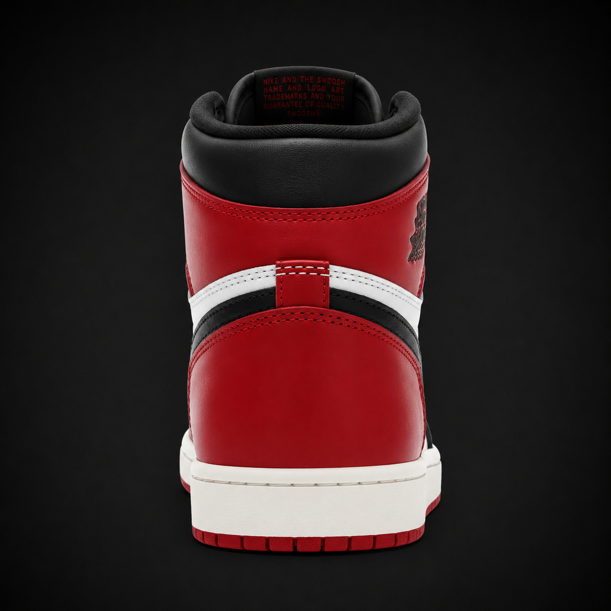 Air Jordan 1 High OG Black Toe Reimagined, vista trasera — Crazy!Duck Hype