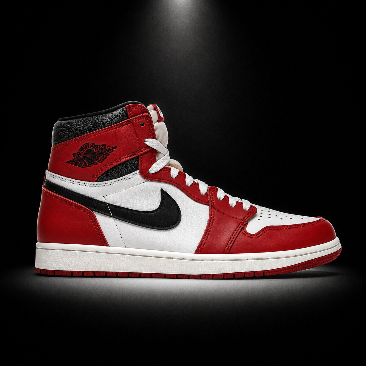 Air Jordan 1 High OG Chicago Lost and Found, vista lateral — Crazy!Duck Hype