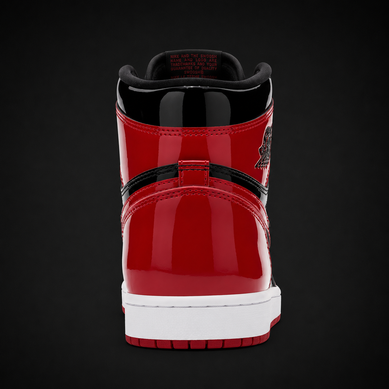 Air Jordan 1 High OG Patent Bred, vista trasera — Crazy!Duck Hype