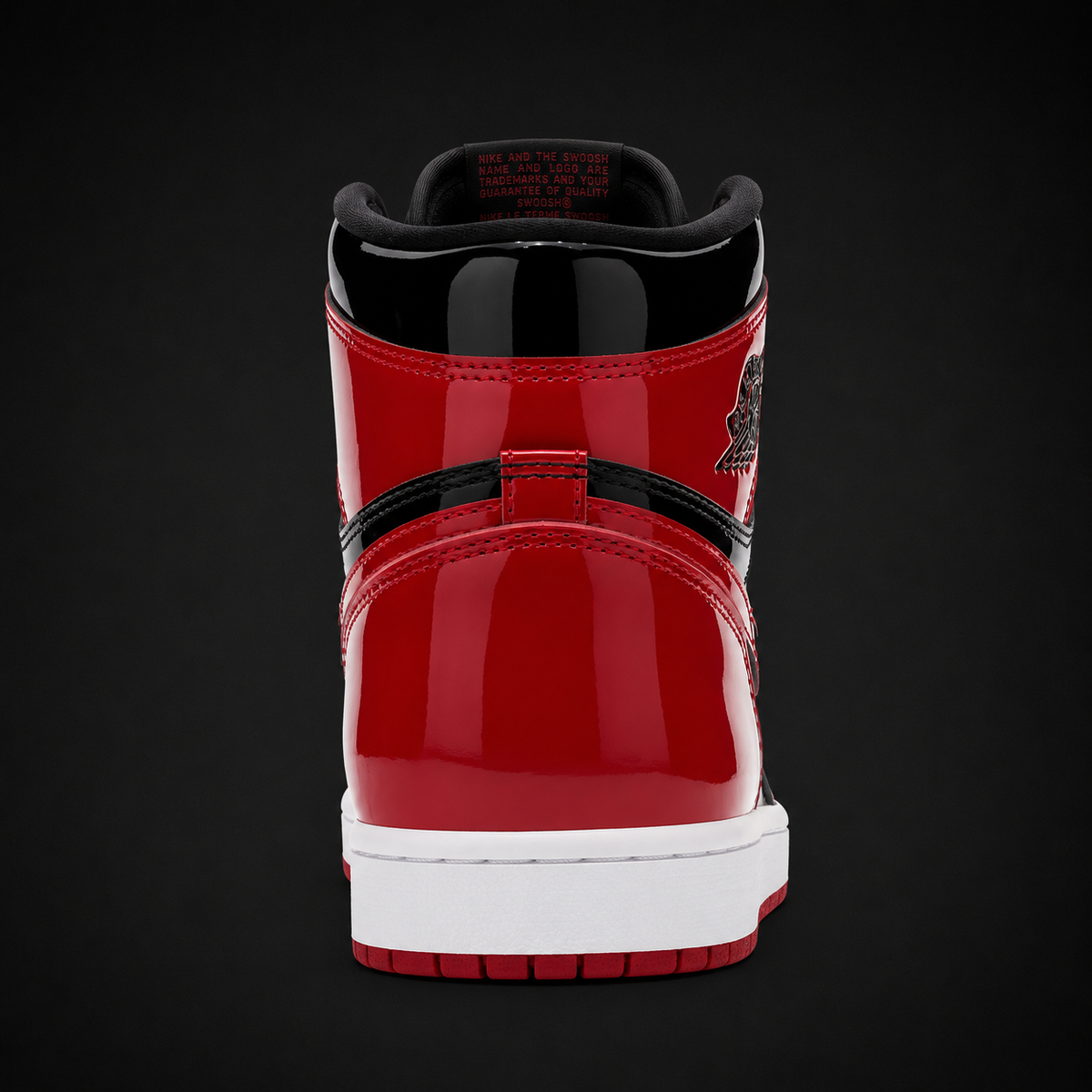 Air Jordan 1 High OG Patent Bred, vista trasera — Crazy!Duck Hype