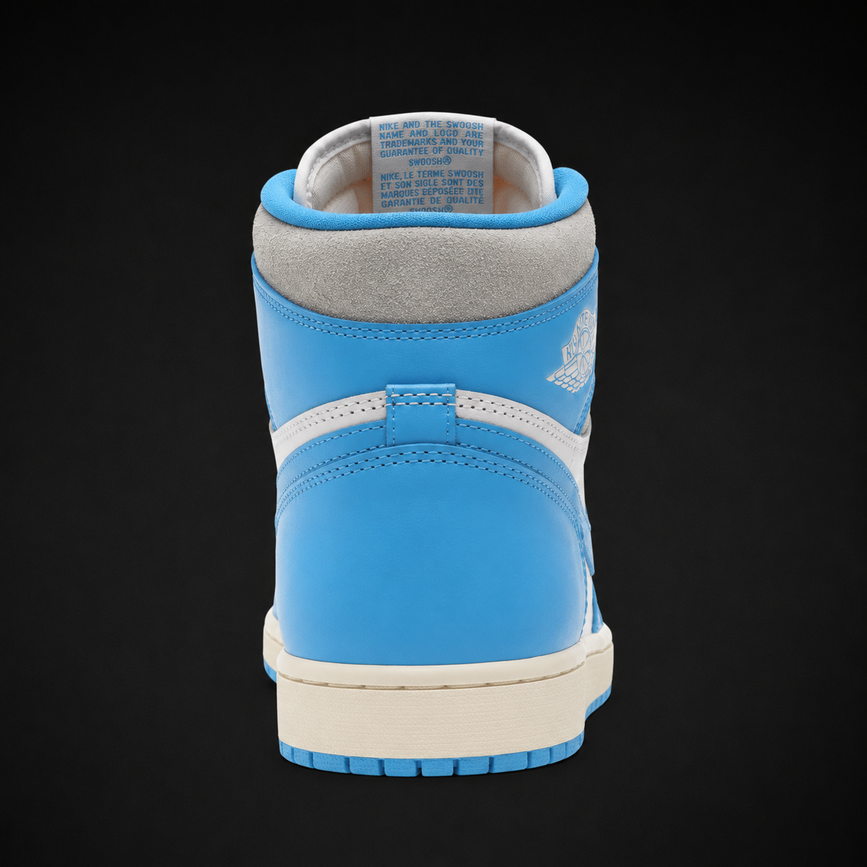 Air Jordan 1 High OG UNC Reimagined, vista trasera — Crazy!Duck Hype