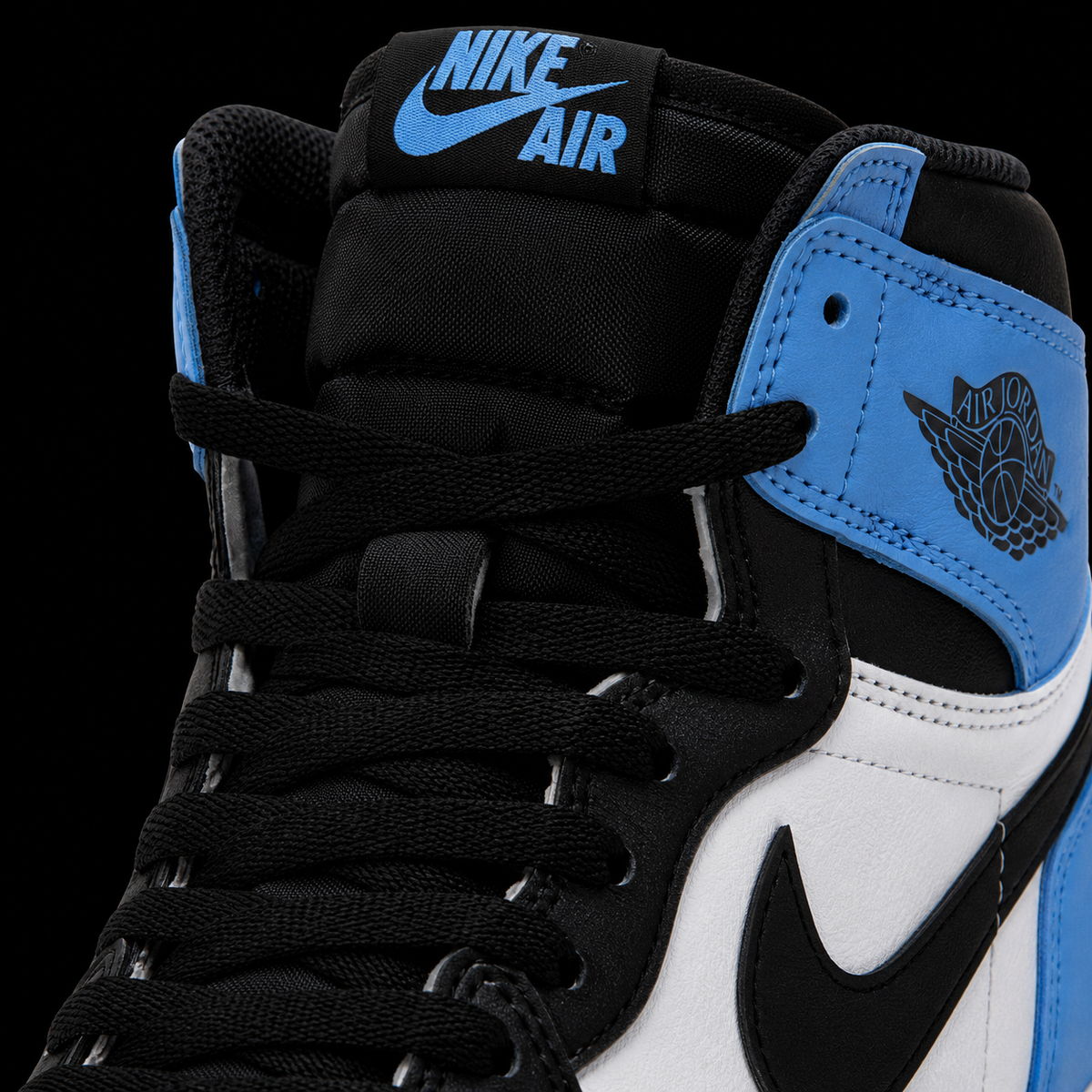 Air Jordan 1 High OG UNC Toe, detalle de agujetas — Crazy!Duck Hype