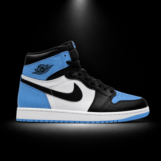 Air Jordan 1 High OG UNC Toe, vista lateral — Crazy!Duck Hype