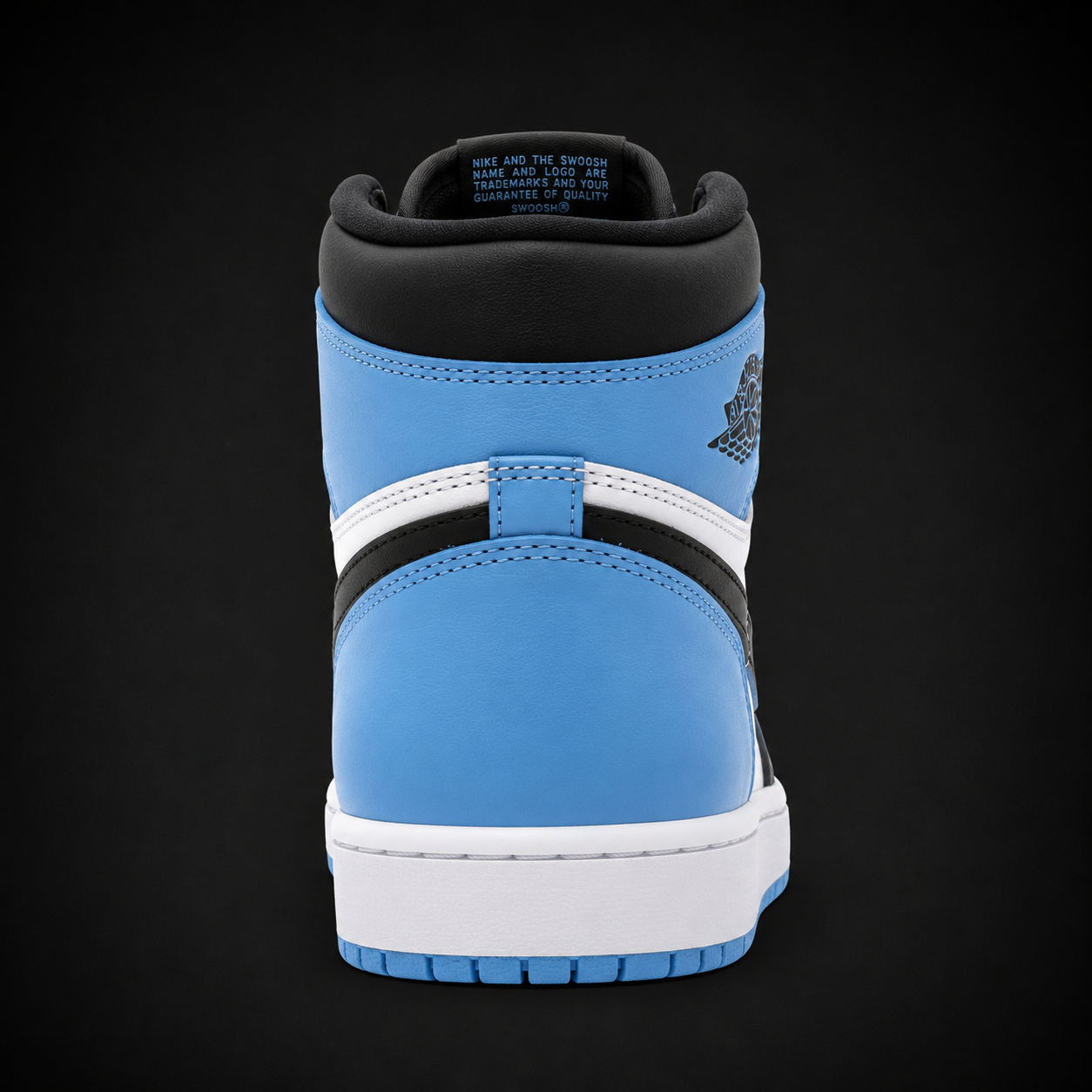 Air Jordan 1 High OG UNC Toe, vista trasera — Crazy!Duck Hype