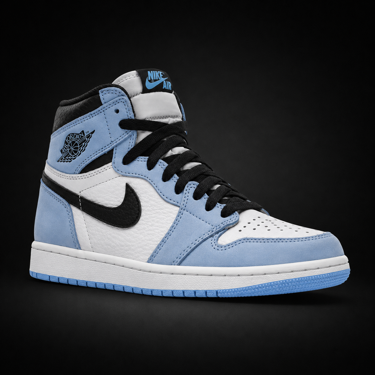 Air Jordan 1 High OG University Blue, vista frontal — Crazy!Duck Hype