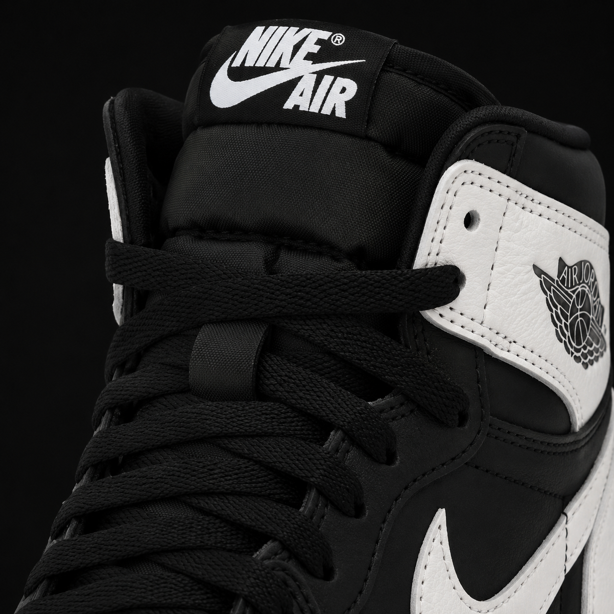 Air Jordan 1 High OG White Black, detalle de agujetas — Crazy!Duck Hype