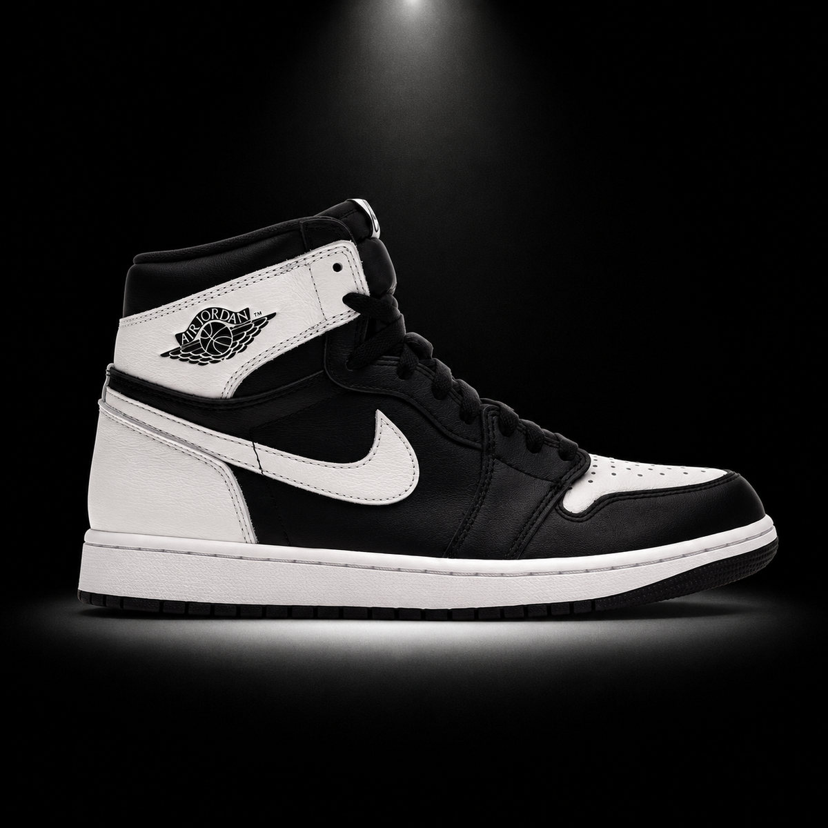 Air Jordan 1 High OG White Black, vista lateral — Crazy!Duck Hype