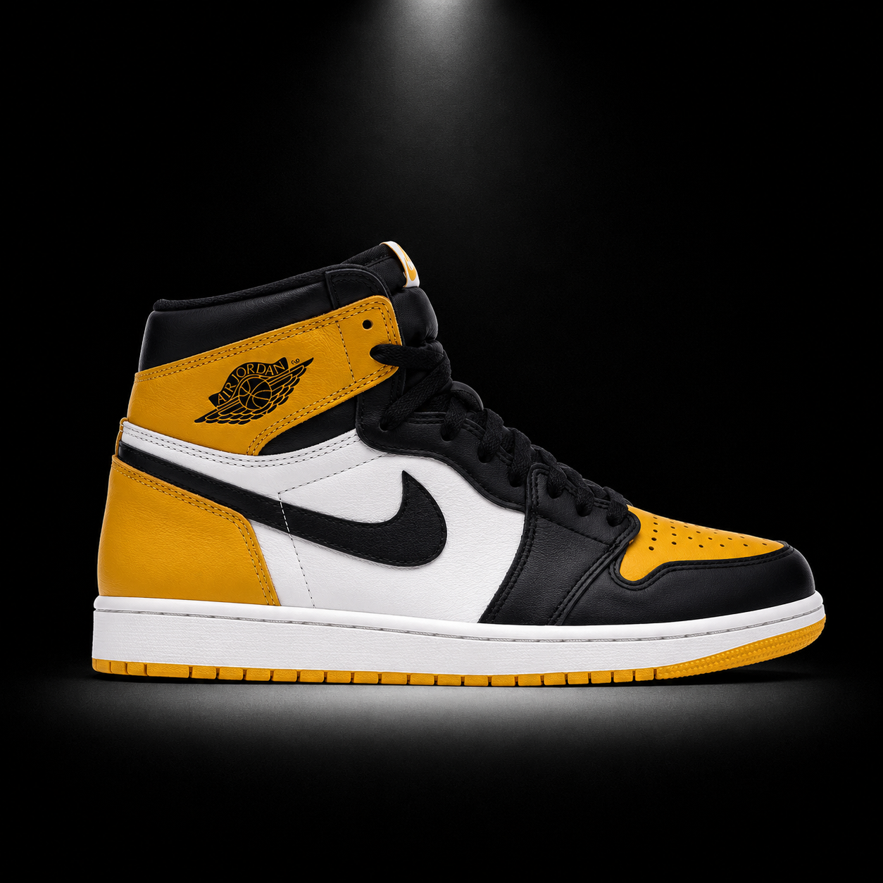 Air Jordan 1 High OG Yellow Toe, vista lateral — Crazy!Duck Hype