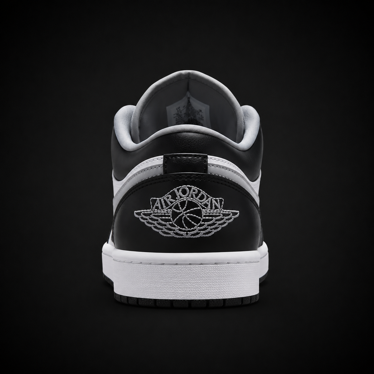 Air Jordan 1 Low Black Particle Grey White, vista trasera — Crazy!Duck Hype