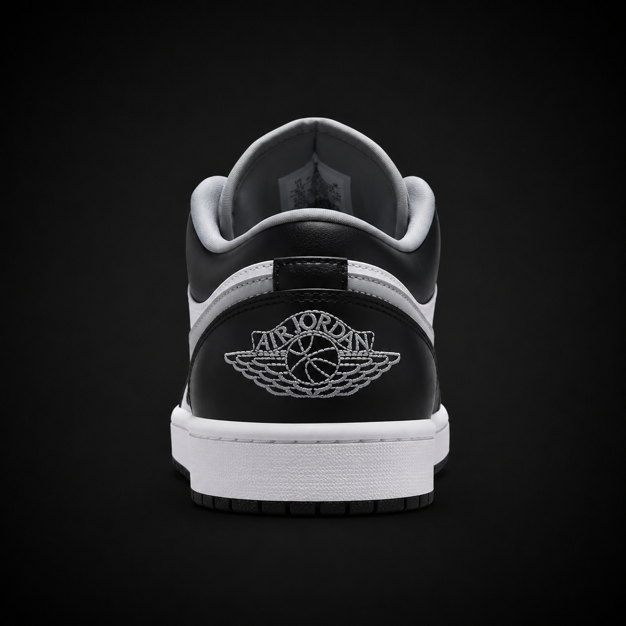Air Jordan 1 Low Black Particle Grey White, vista trasera — Crazy!Duck Hype