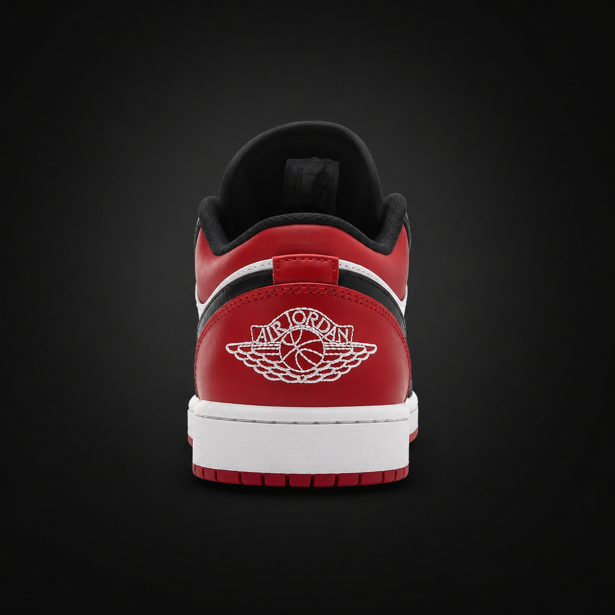 Air Jordan 1 Low Bred Toe, vista trasera — Crazy!Duck Hype