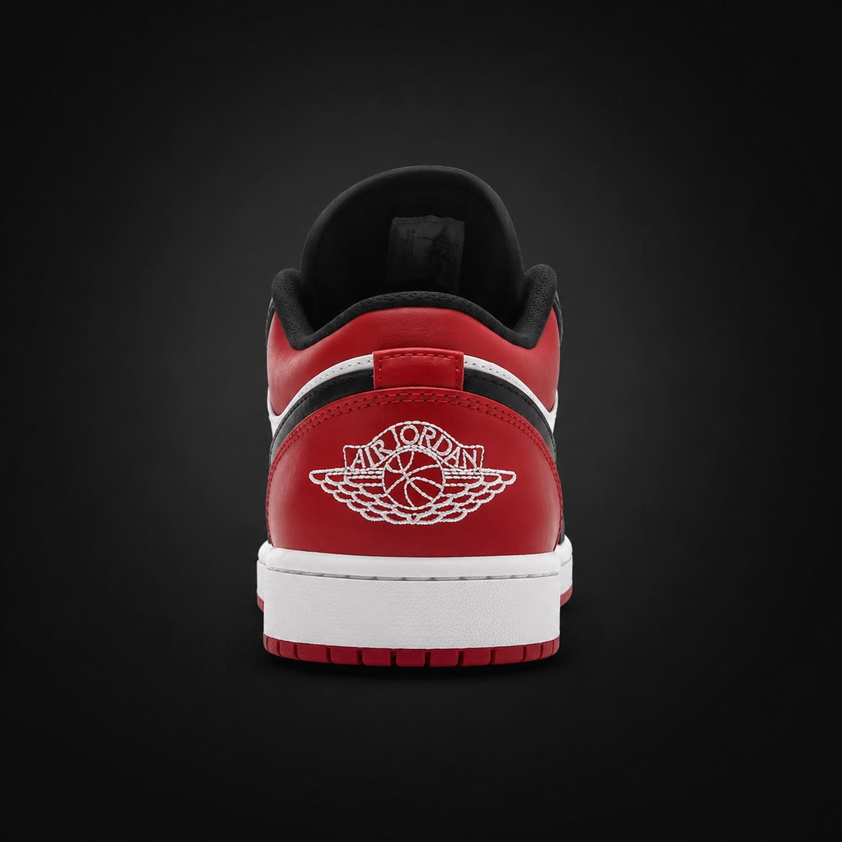 Air Jordan 1 Low Bred Toe, vista trasera — Crazy!Duck Hype