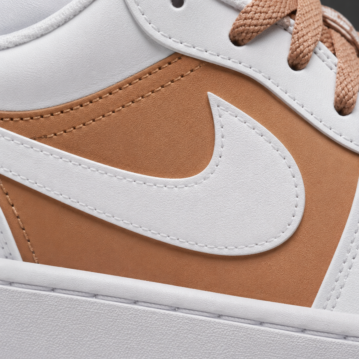 Air Jordan 1 Low Hemp White, detalle de logo y material — Crazy!Duck Hype