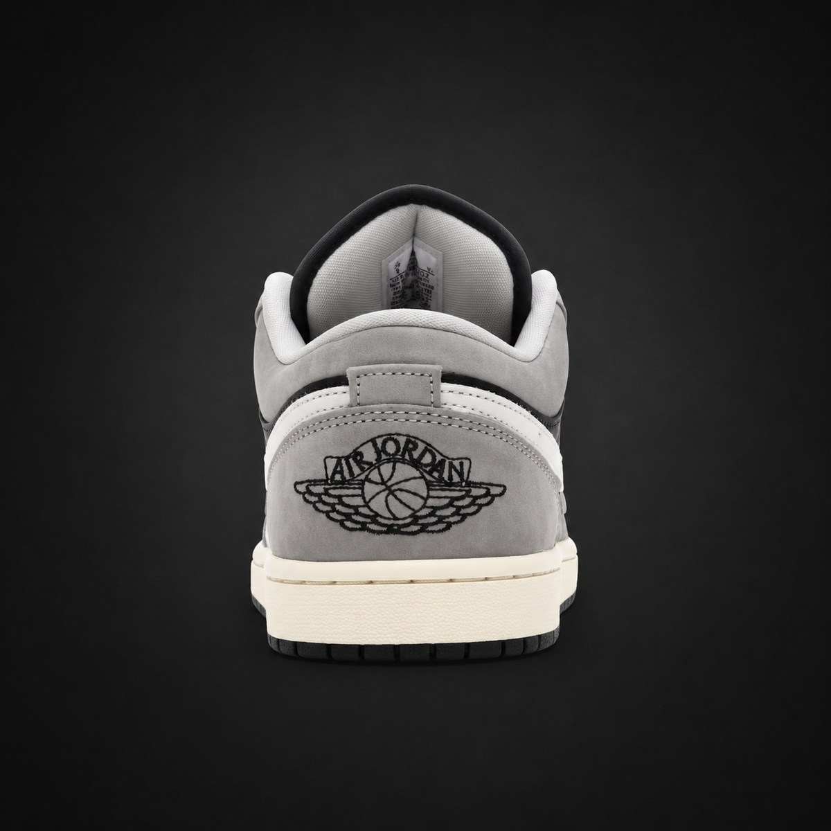 Air Jordan 1 Low Light Smoke Grey Off Noir, vista trasera — Crazy!Duck Hype