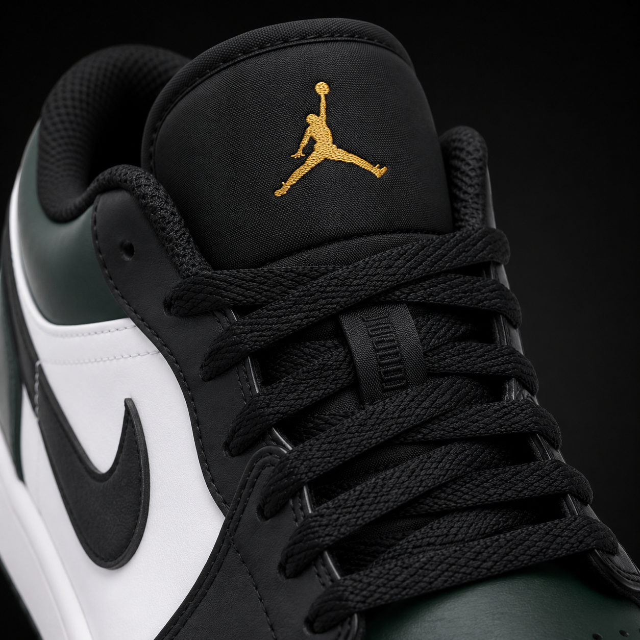 Air Jordan 1 Low Noble Green White, detalle de agujetas — Crazy!Duck Hype