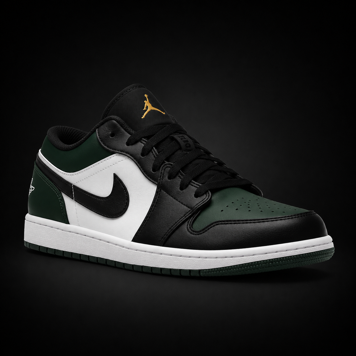 Air Jordan 1 Low Noble Green White, vista frontal — Crazy!Duck Hype