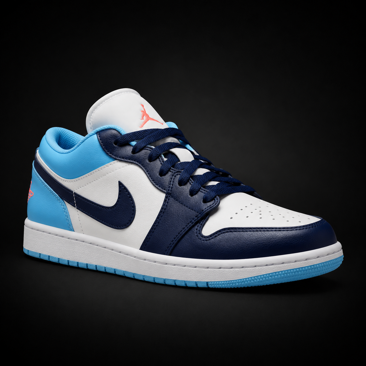 Air Jordan 1 Low Sail Blue Chill, vista frontal — Crazy!Duck Hype