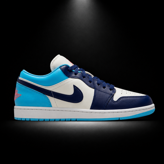 Air Jordan 1 Low Sail Blue Chill, vista lateral — Crazy!Duck Hype