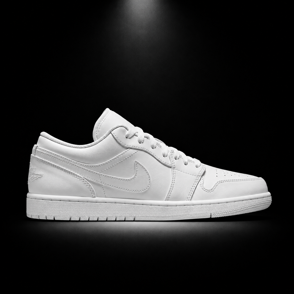 Air Jordan 1 Low White, vista lateral — Crazy!Duck Hype
