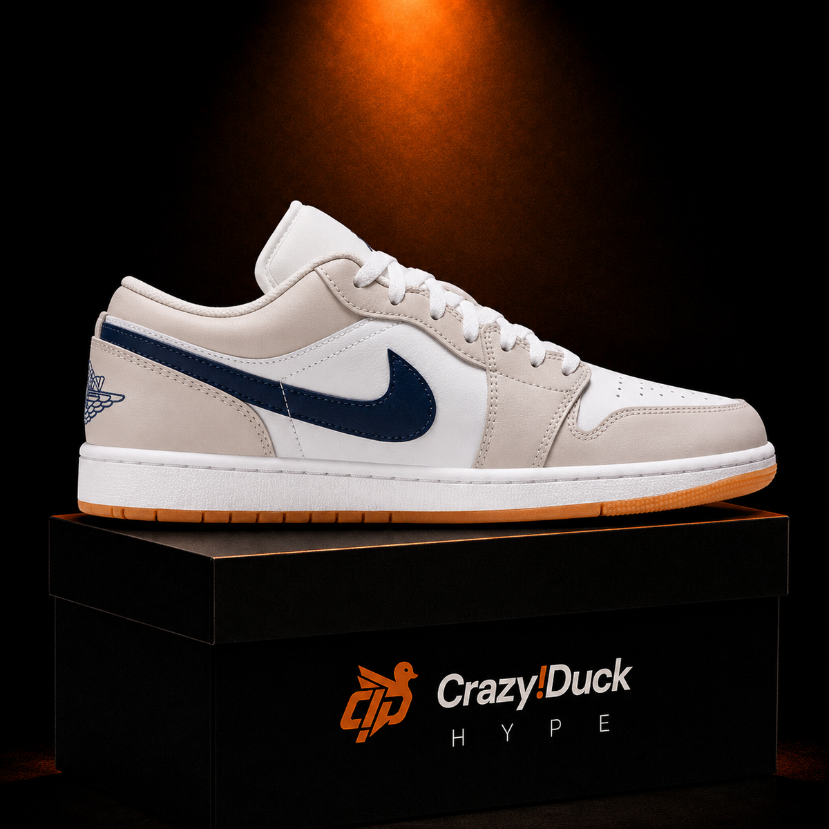 Air Jordan 1 Low White Neutral Grey Midnight Navy con empaque — Crazy!Duck Hype