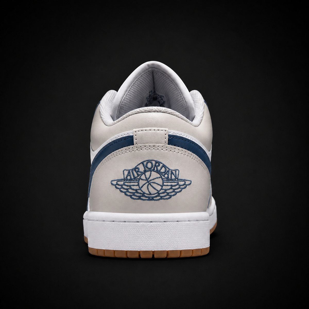 Air Jordan 1 Low White Neutral Grey Midnight Navy, vista trasera — Crazy!Duck Hype