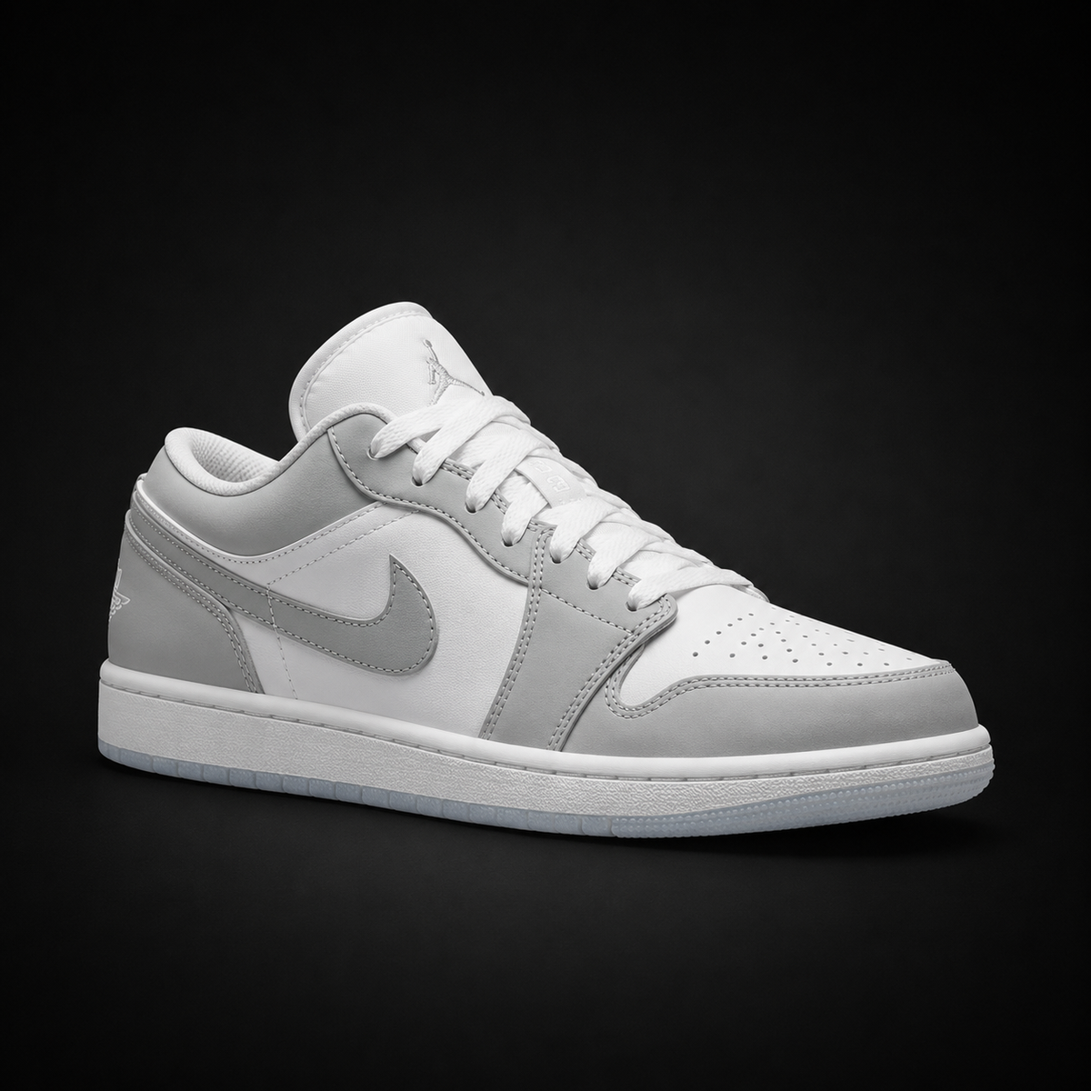 Air Jordan 1 Low Wolf Grey, vista frontal — Crazy!Duck Hype