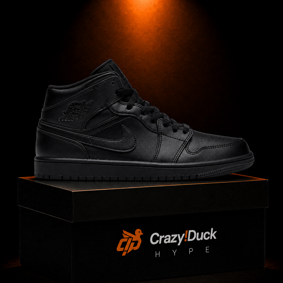 Air Jordan 1 Mid Black con empaque — Crazy!Duck Hype