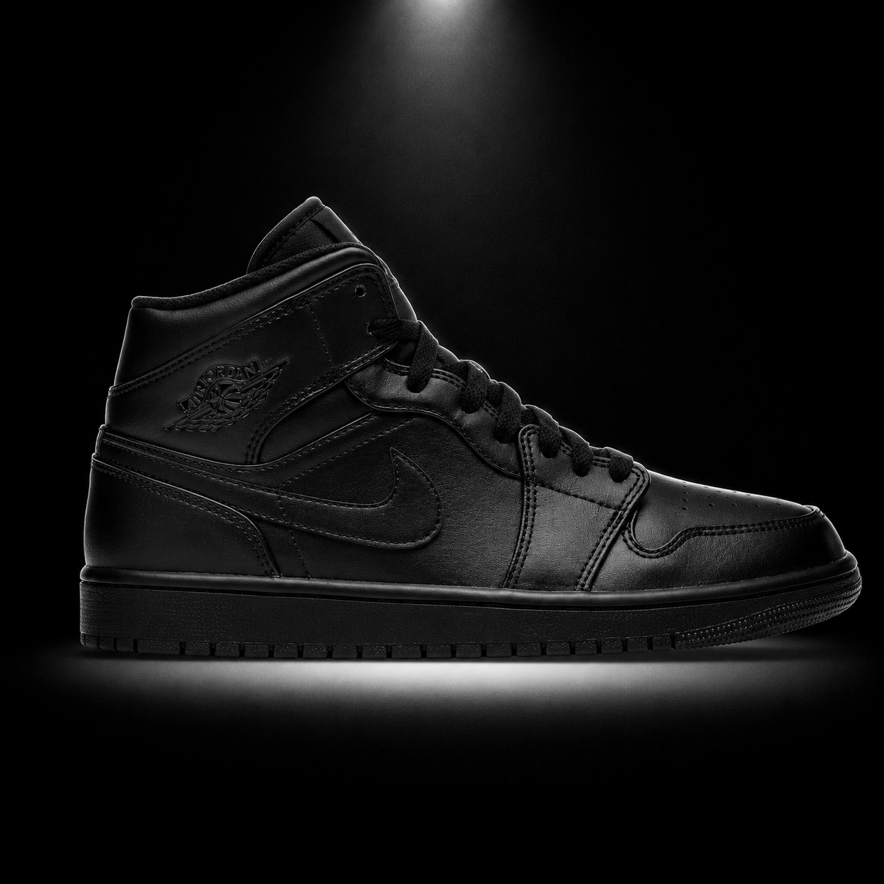 Air Jordan 1 Mid Black, vista lateral — Crazy!Duck Hype