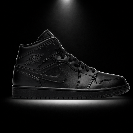 Air Jordan 1 Mid Black, vista lateral — Crazy!Duck Hype