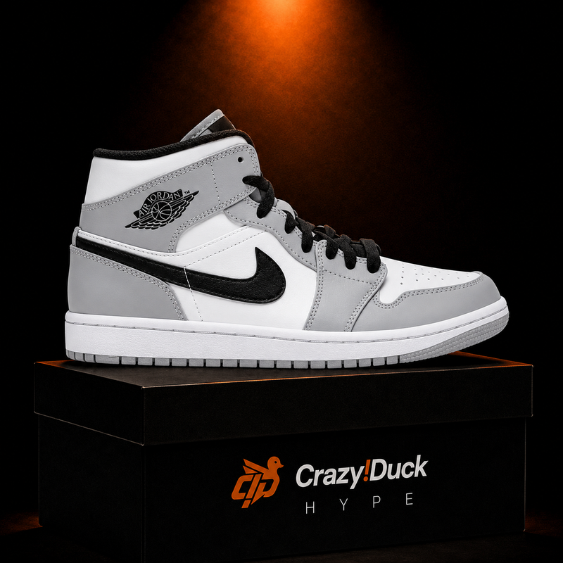Air Jordan 1 Mid Light Smoke Grey con empaque — Crazy!Duck Hype