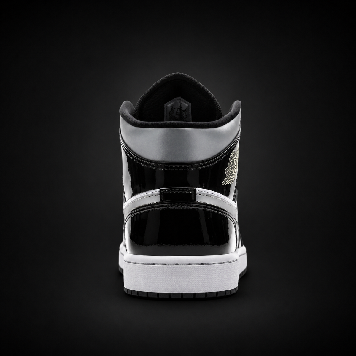Air Jordan 1 Mid SE Black White Metallic Silver, vista trasera — Crazy!Duck Hype