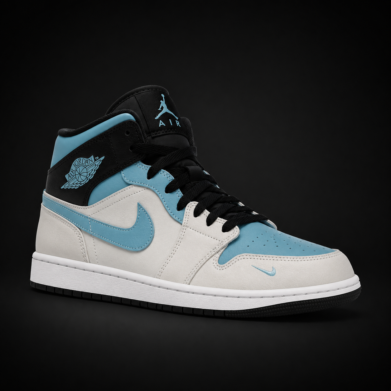 Air Jordan 1 Mid SE Blue Chill, vista frontal — Crazy!Duck Hype