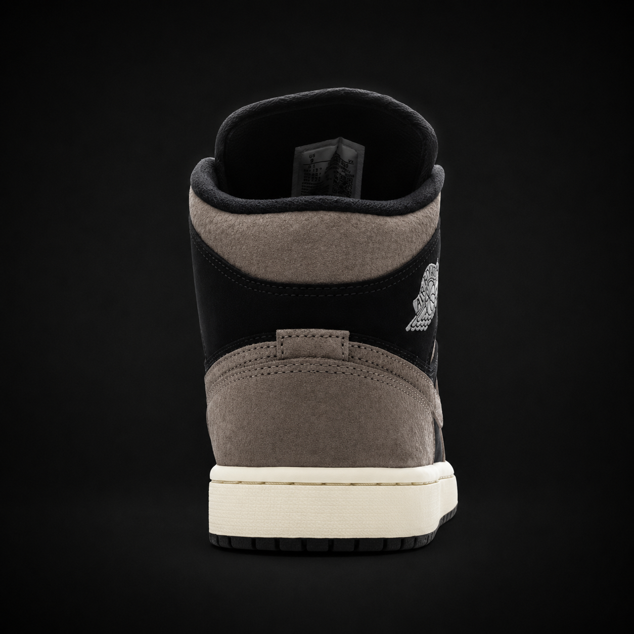 Air Jordan 1 Mid SE Olive Grey, vista trasera — Crazy!Duck Hype