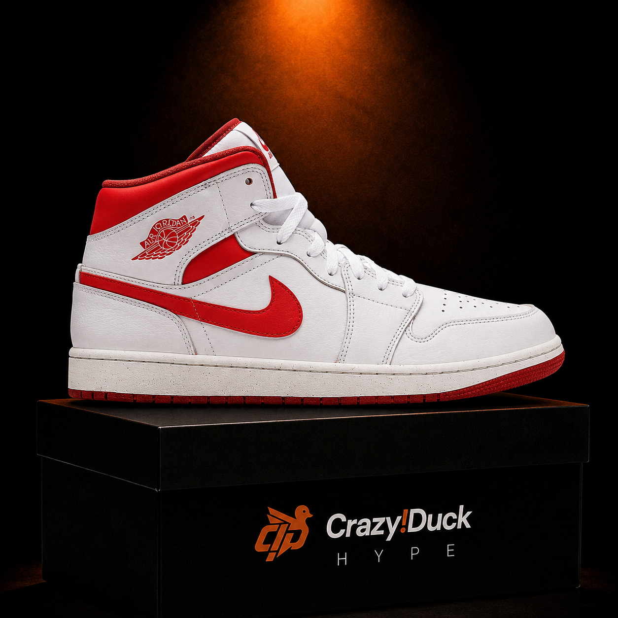 Air Jordan 1 Mid White Dune Red con empaque — Crazy!Duck Hype