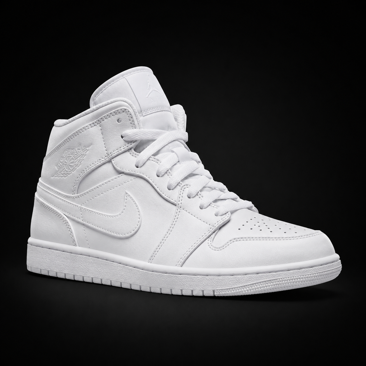 Air Jordan 1 Mid White, vista frontal — Crazy!Duck Hype