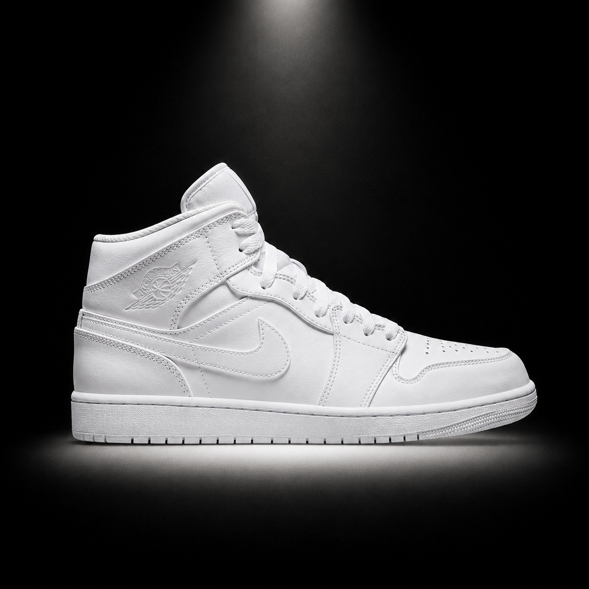 Air Jordan 1 Mid White, vista lateral — Crazy!Duck Hype
