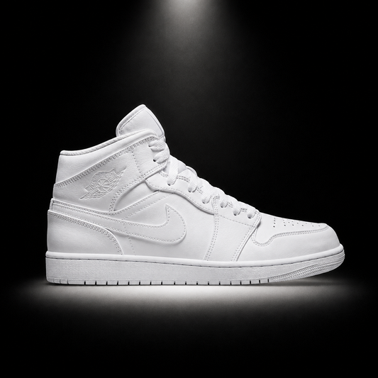 Air Jordan 1 Mid White, vista lateral — Crazy!Duck Hype