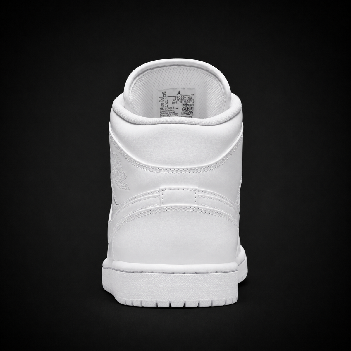 Air Jordan 1 Mid White, vista trasera — Crazy!Duck Hype