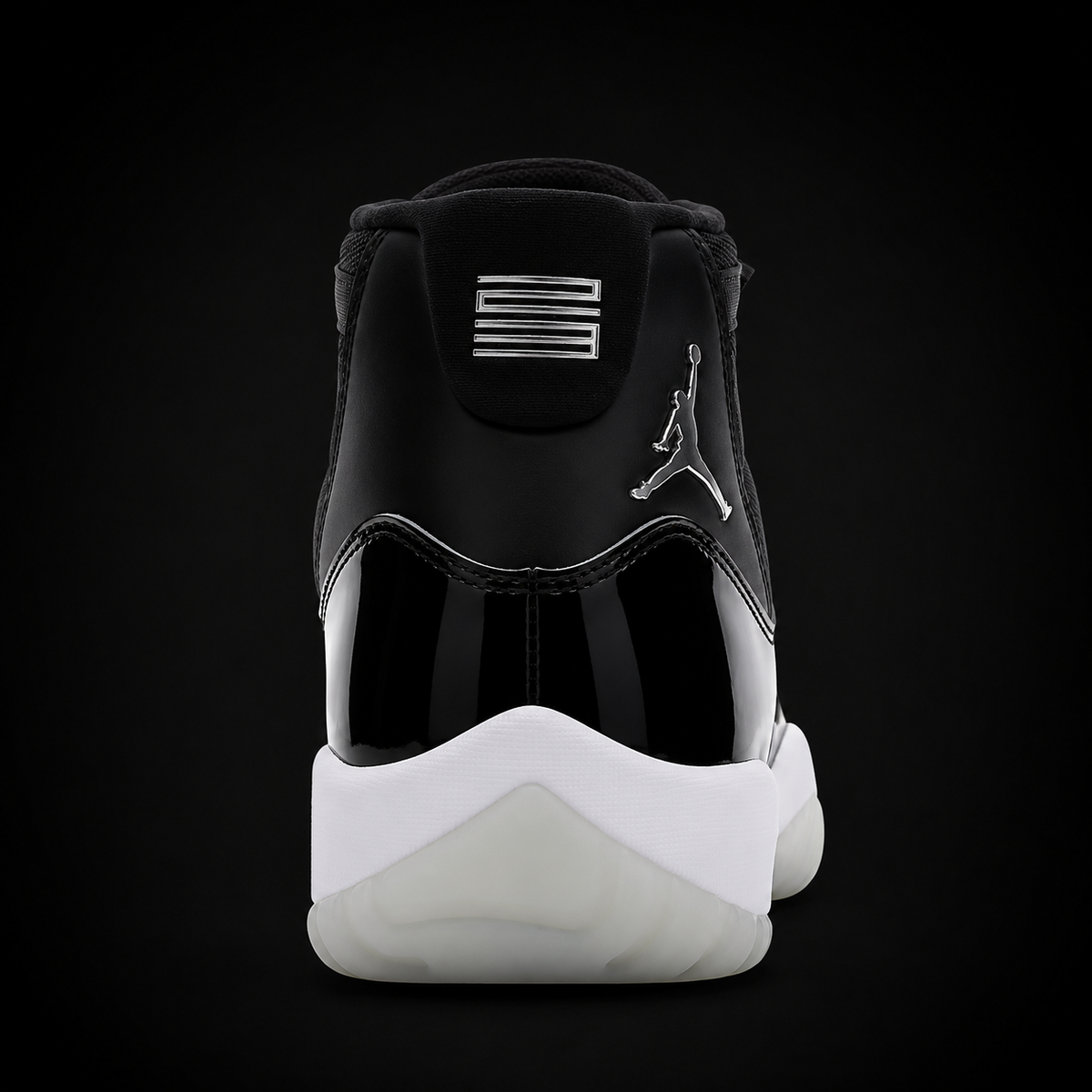 Air Jordan 11 Retro Jubilee 25th Anniversary, vista trasera — Crazy!Duck Hype