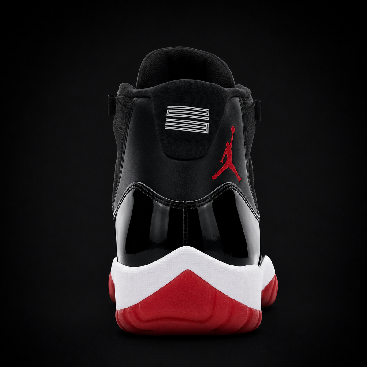 Air Jordan 11 Retro Playoffs Bred, vista trasera — Crazy!Duck Hype