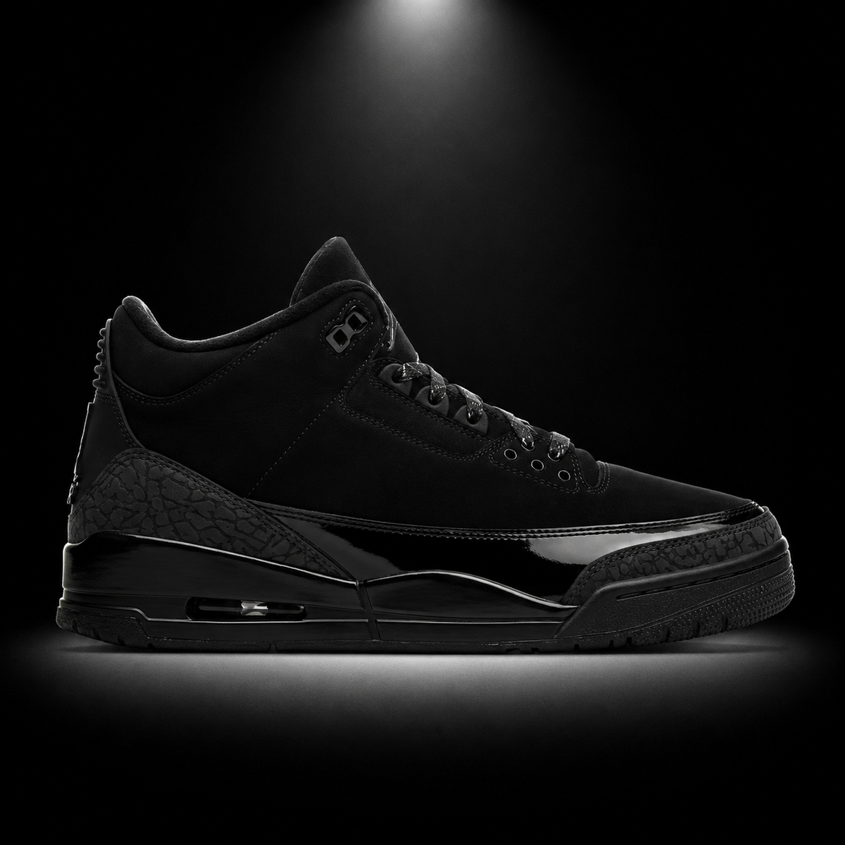 Air Jordan 3 Retro Black Cat, vista lateral — Crazy!Duck Hype